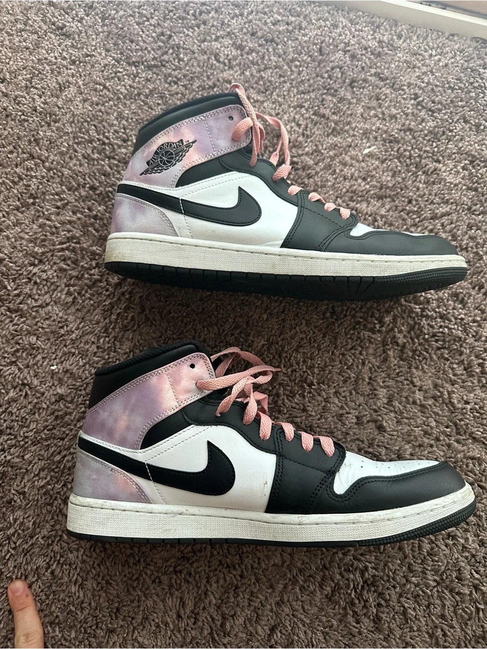Jordan 1 Mid - Black, White & Pink Tie-dye